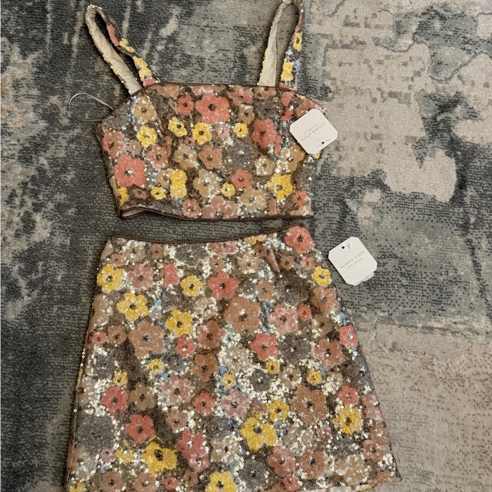 Altar'd State Multicolor Floral Sequin Set